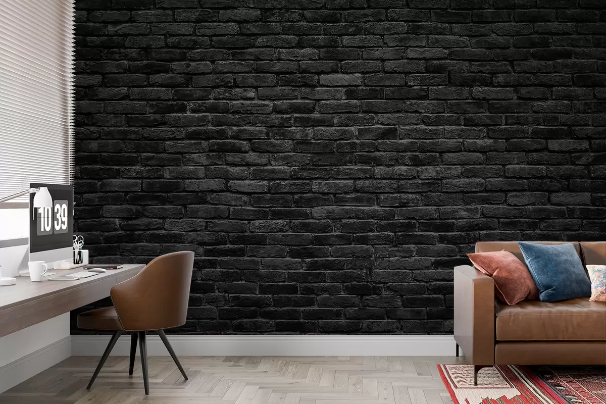 Fototapetes Melns ķieģeļu tapetes u53027