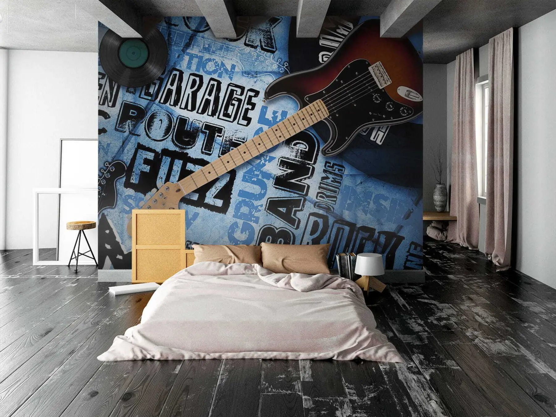 Fototapetes Mūzikas instruments, ģitāra un blue u06794