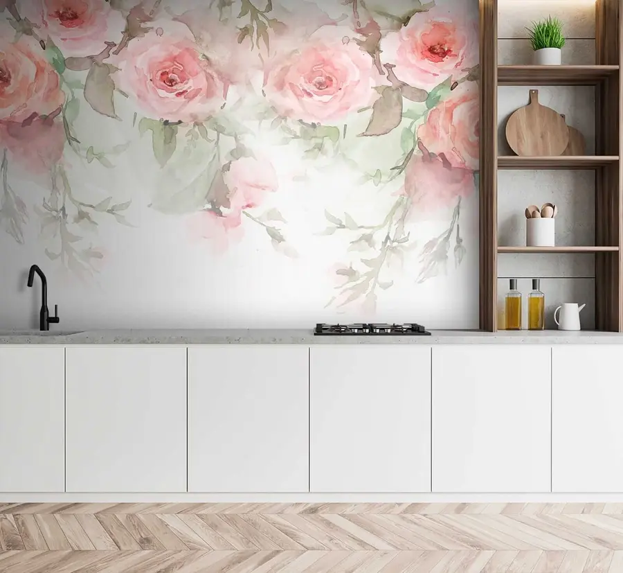 Fototapetes Rozā akvareļu rozes u34659