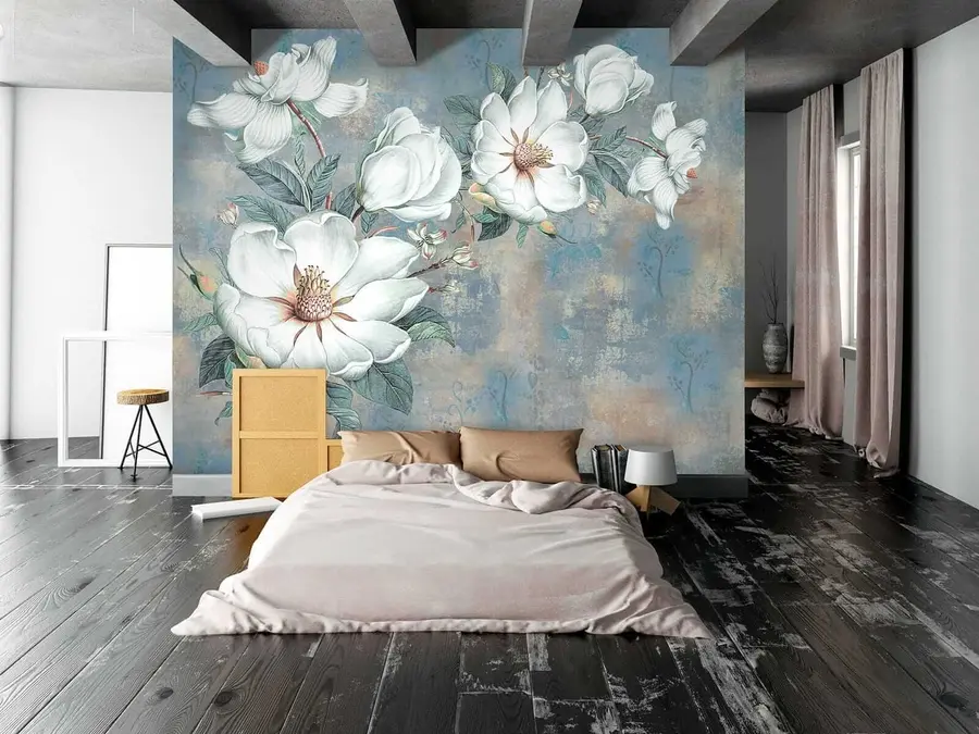 Fototapetes Magnolijas uz grunge sienas u38839