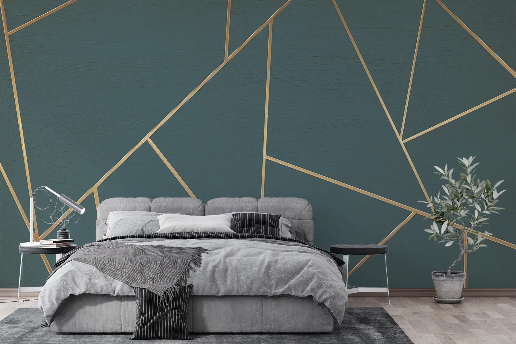 Fototapetes Tirkīza trīsstūri, ģeometriskā māksla u47801