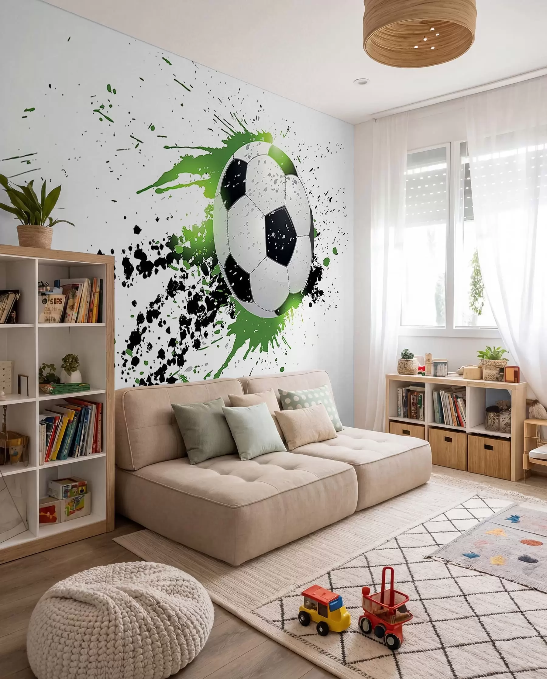 Fototapetes Futbols zaļās šļakatās u57431