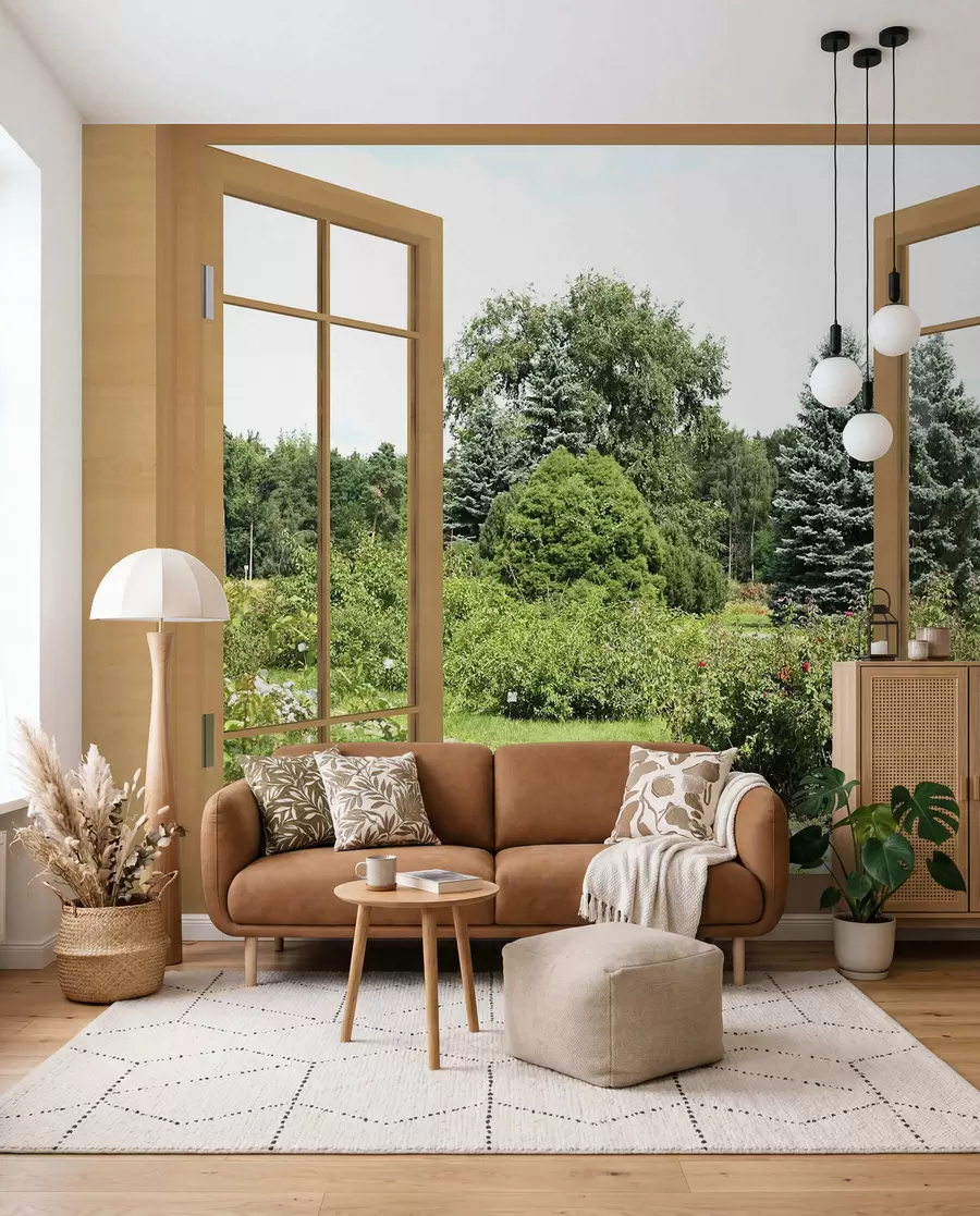 Fototapetes Atvērts logs uz dārzu u60673