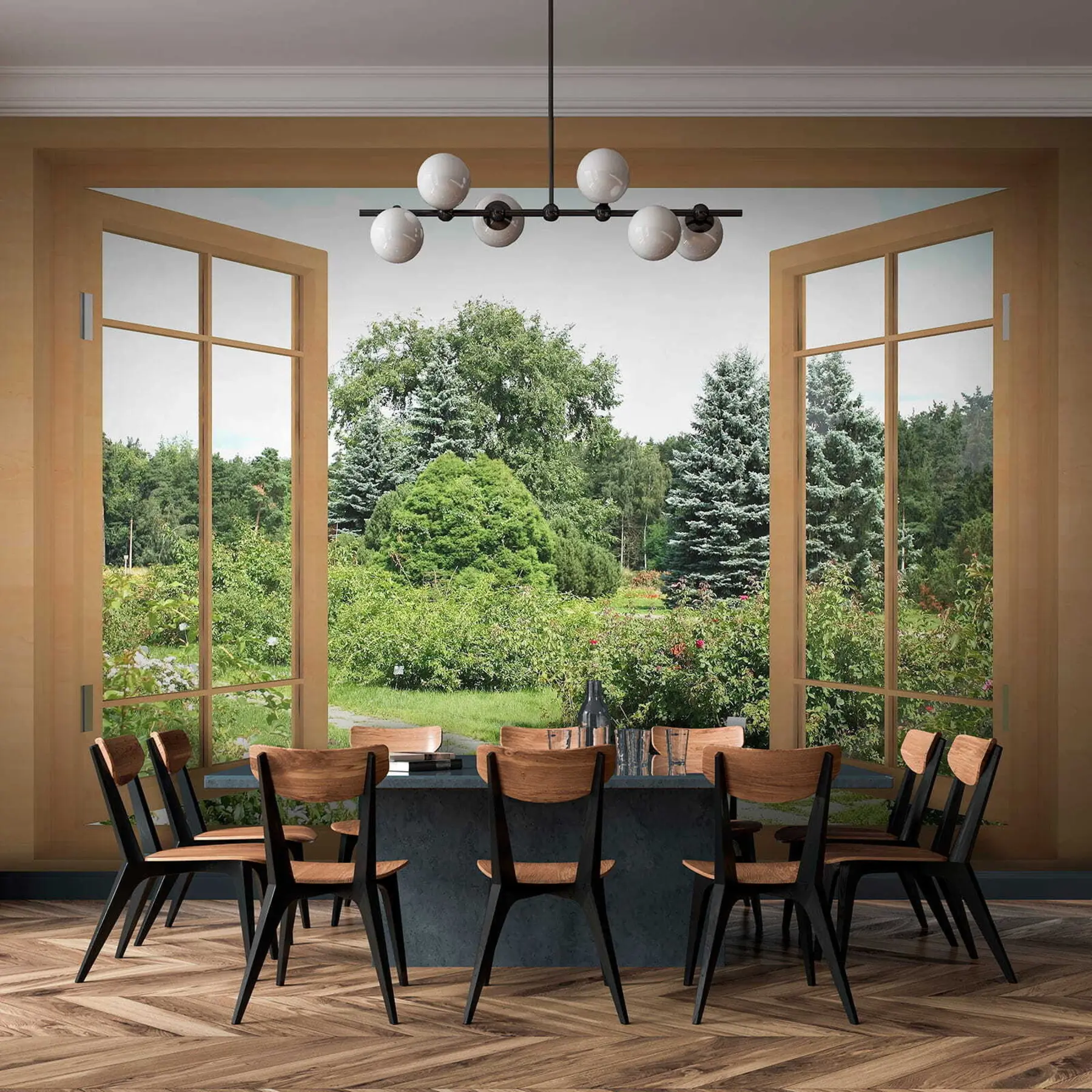 Fototapetes Skats no loga uz mežu u60673