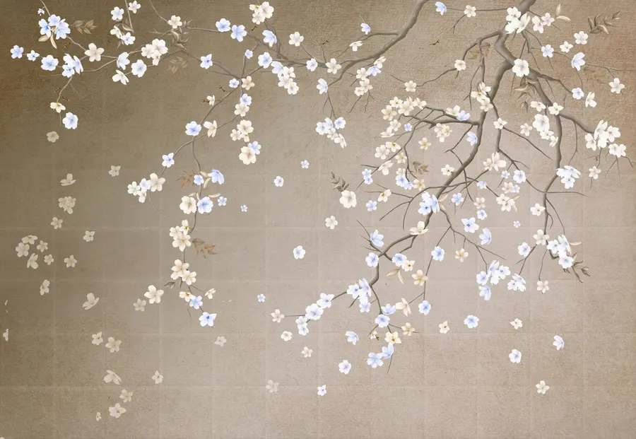 Fototapetes Ziedošs koks uz nobružātas sienas u61369