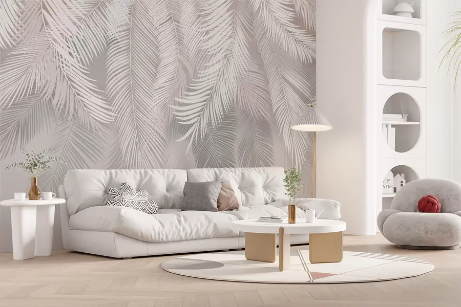 Fototapetes Pelēkas palmu lapas u48556