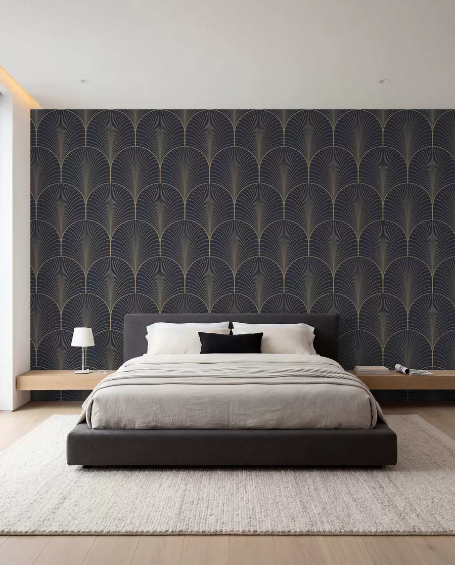 Fototapetes Zeltīti art deco vēdekļi u53246