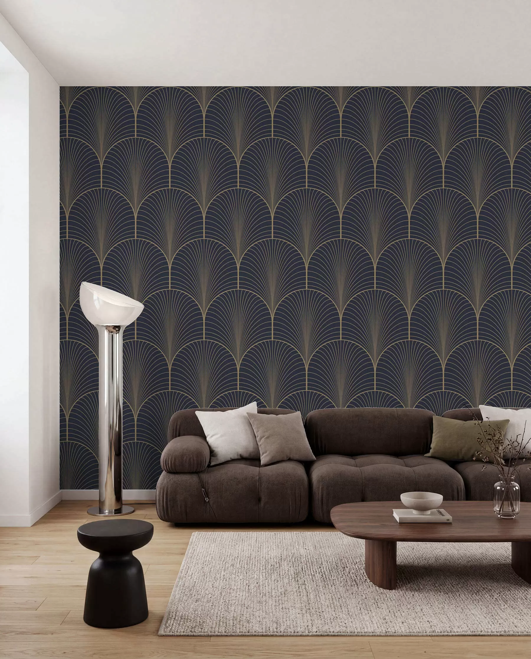Fototapetes Zeltīti art deco vēdekļi u53246