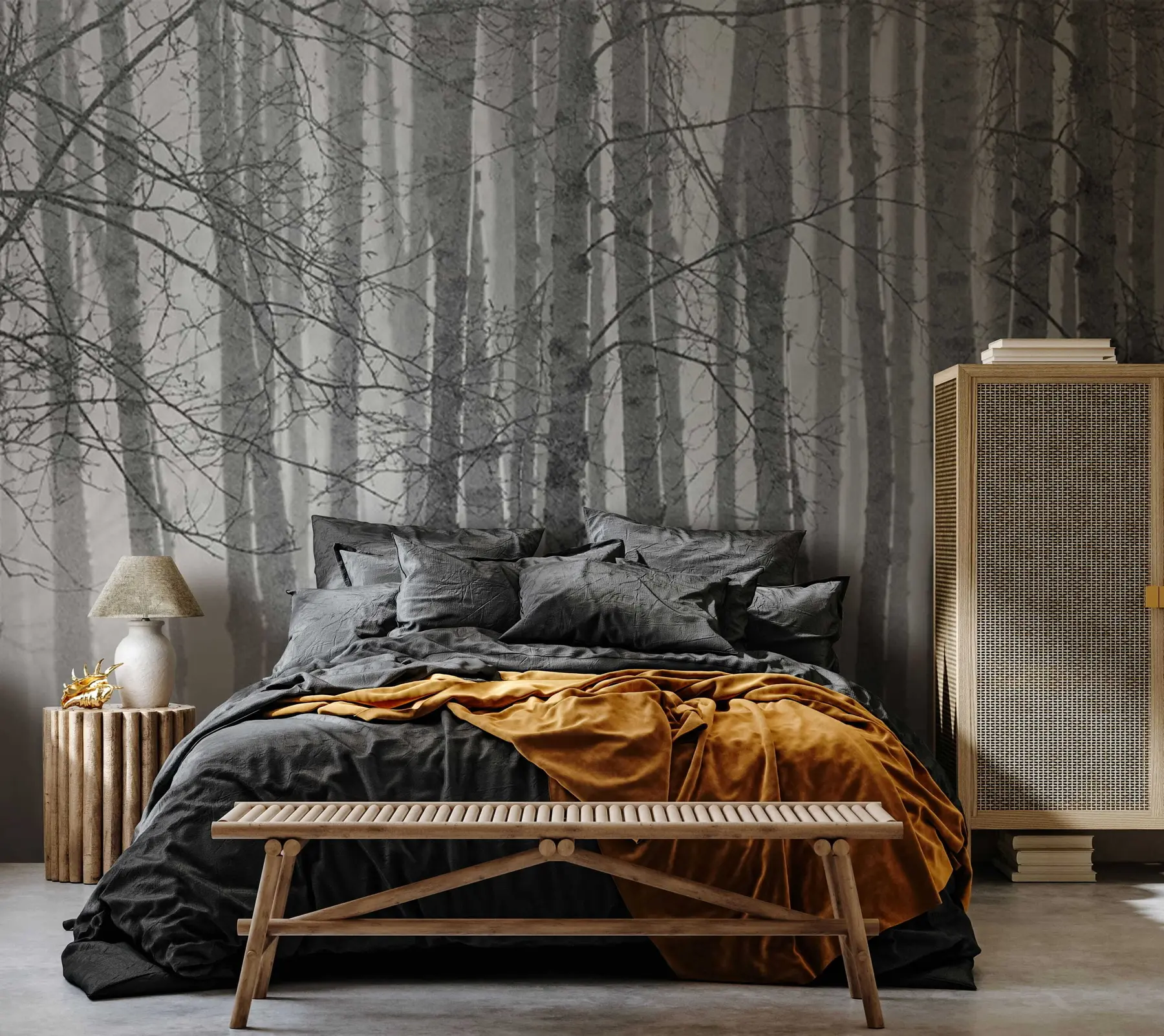 Fototapetes Rīta migla bērzu mežā u58971