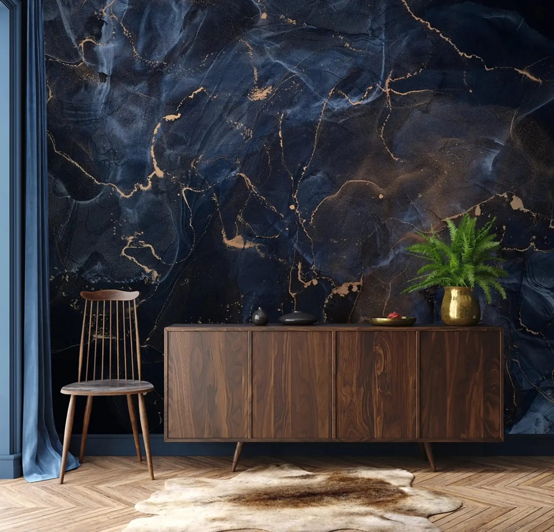 Fototapetes grezns zils marmors ar svītrām u71440