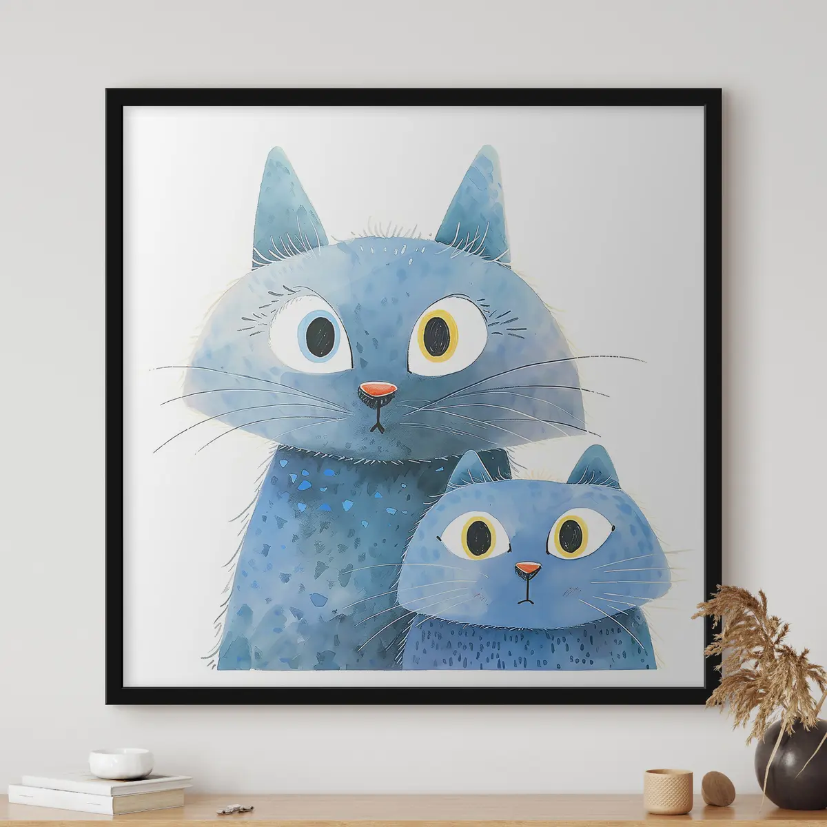 Plakāts Zilas kaķi, kas ir ziņkārīgi par pasauli f37562