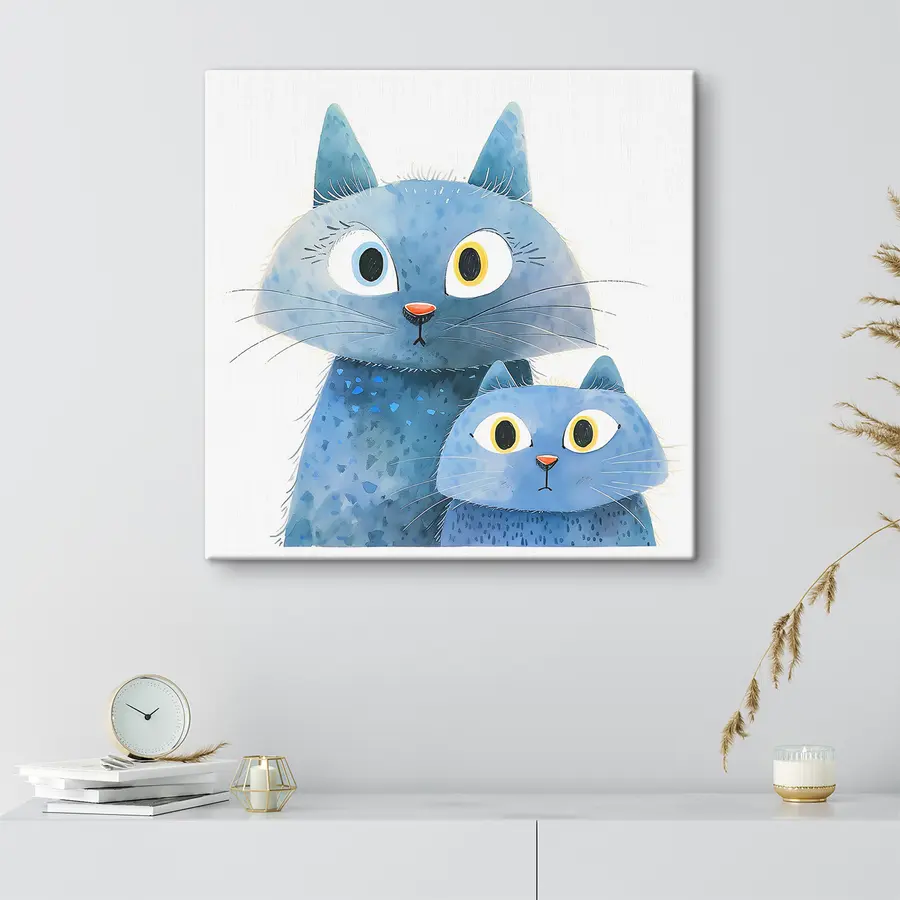 Glezna Divi ziņkārīgi zili kaķi kopā s37562