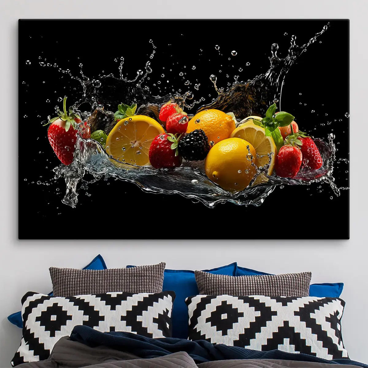 Glezna Svaigi augļi, kas šļakstās ūdenī s37044