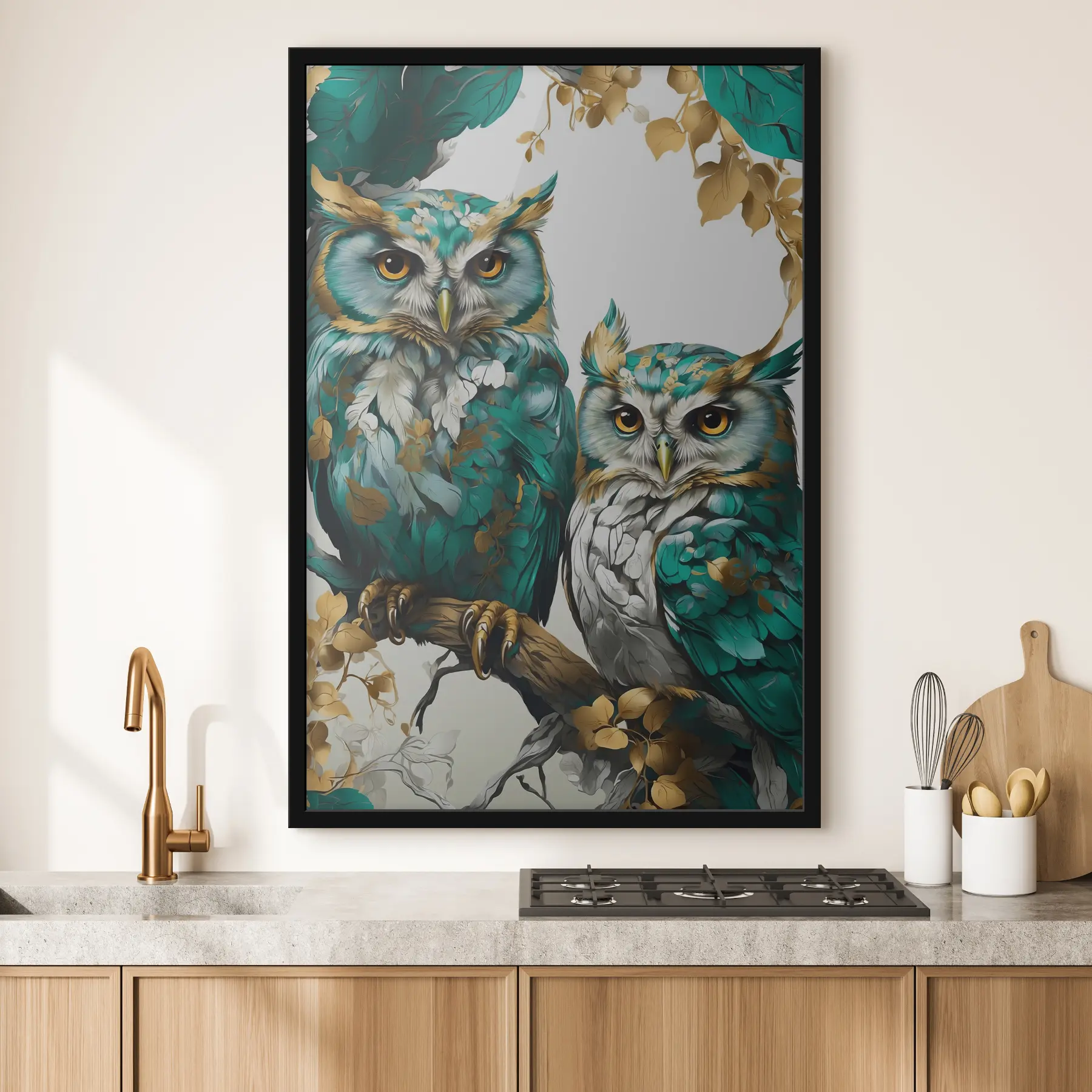 Fototapetes Divas zaļas pūces lapās f37569