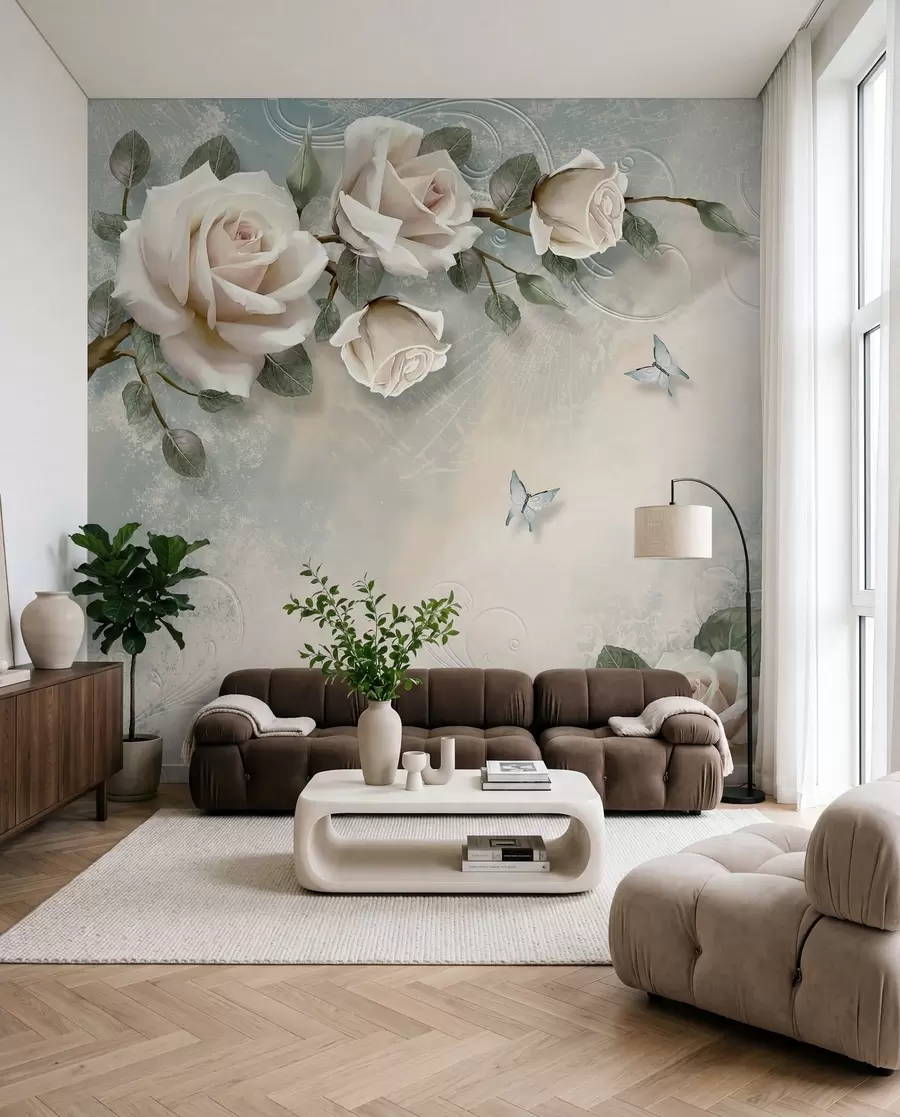 Fototapetes Krēmveida rozes zariņš u31353d1