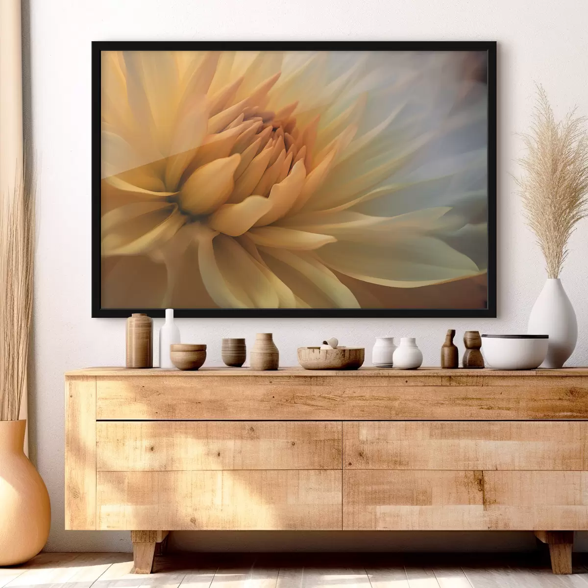 Plakāts Mīksti ziedlapiņas zeltainos toņos f37388