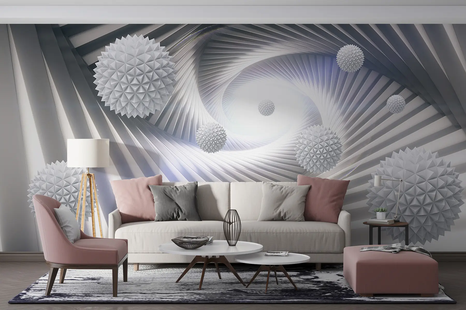 Fototapetes 3D tunelis un sfēras u03120d2