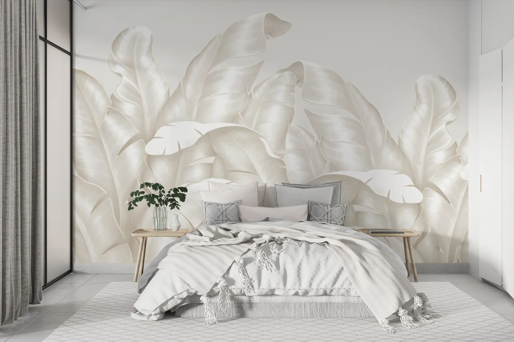 Fototapetes Klasiskās pelēkās lapas w00019