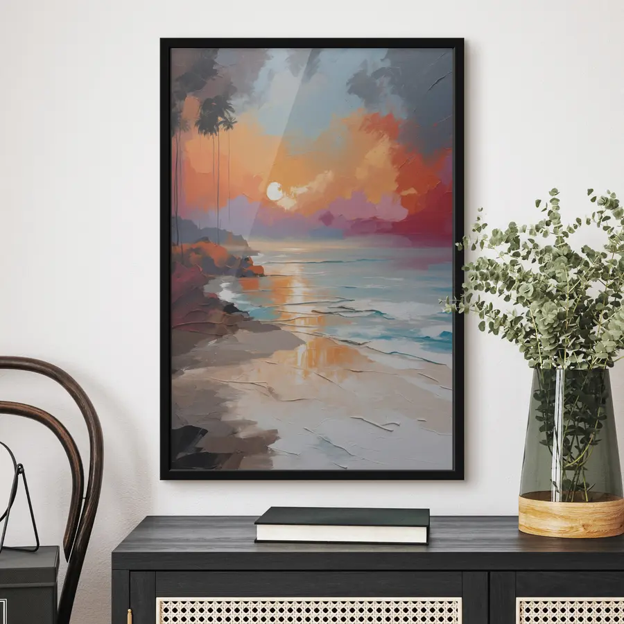 Fototapetes Spilgts saulriets pār mierīgu pludmali f37800