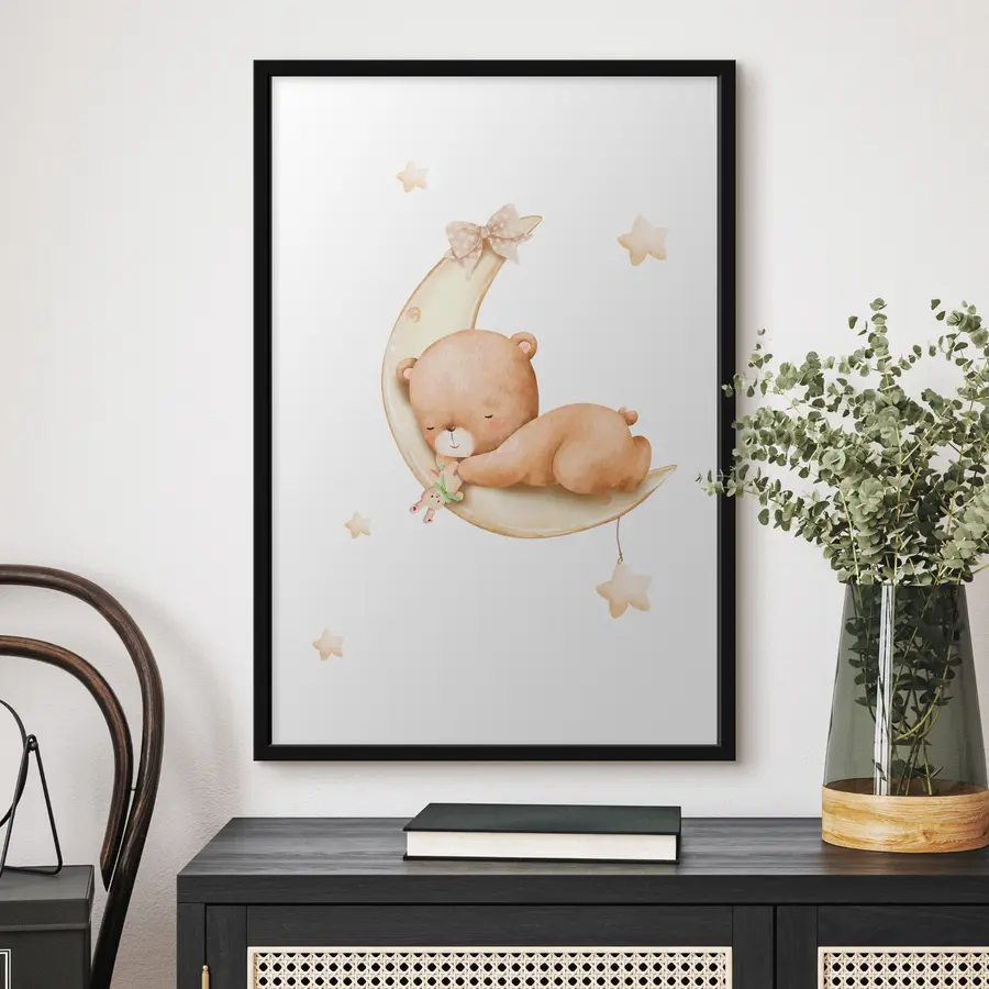 Fototapetes Mīlīgs lācis sapņo uz mēness f37917