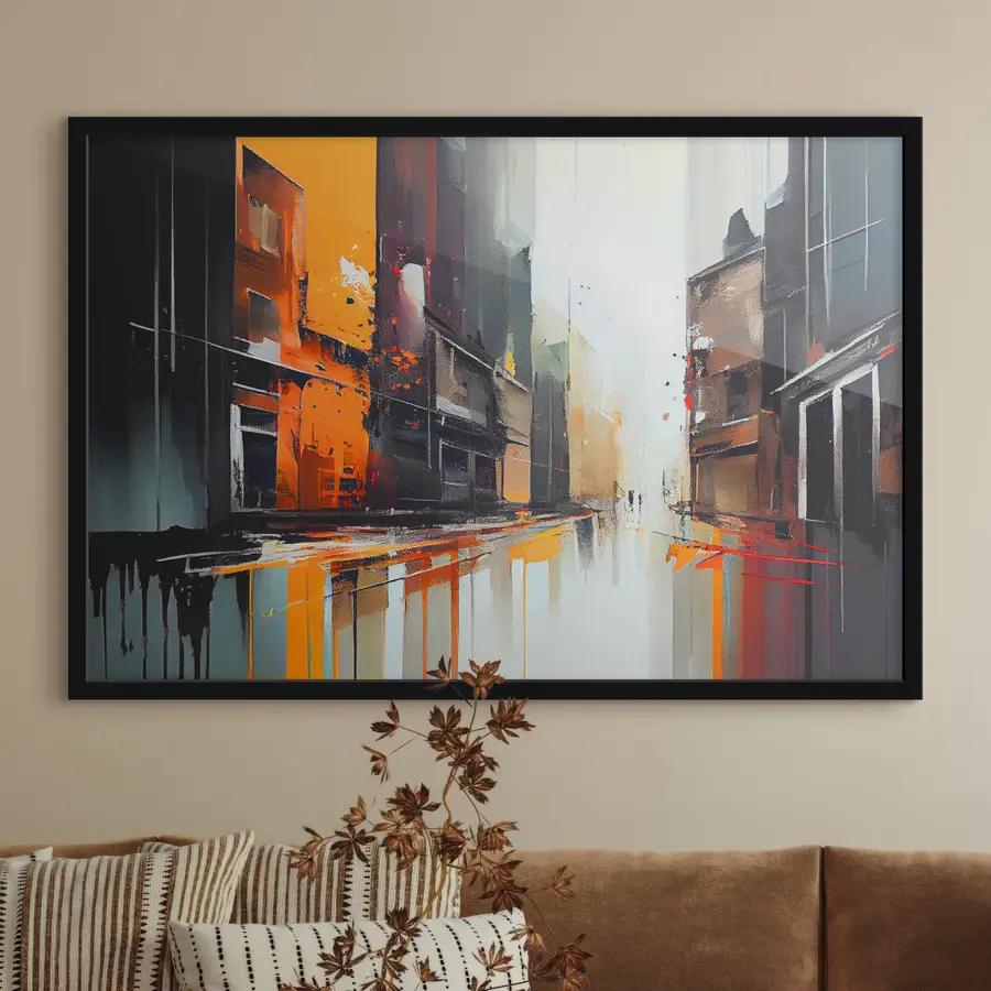 Fototapetes Dzīvīgs pilsētas skats ar atstarojošām virsmām f37899