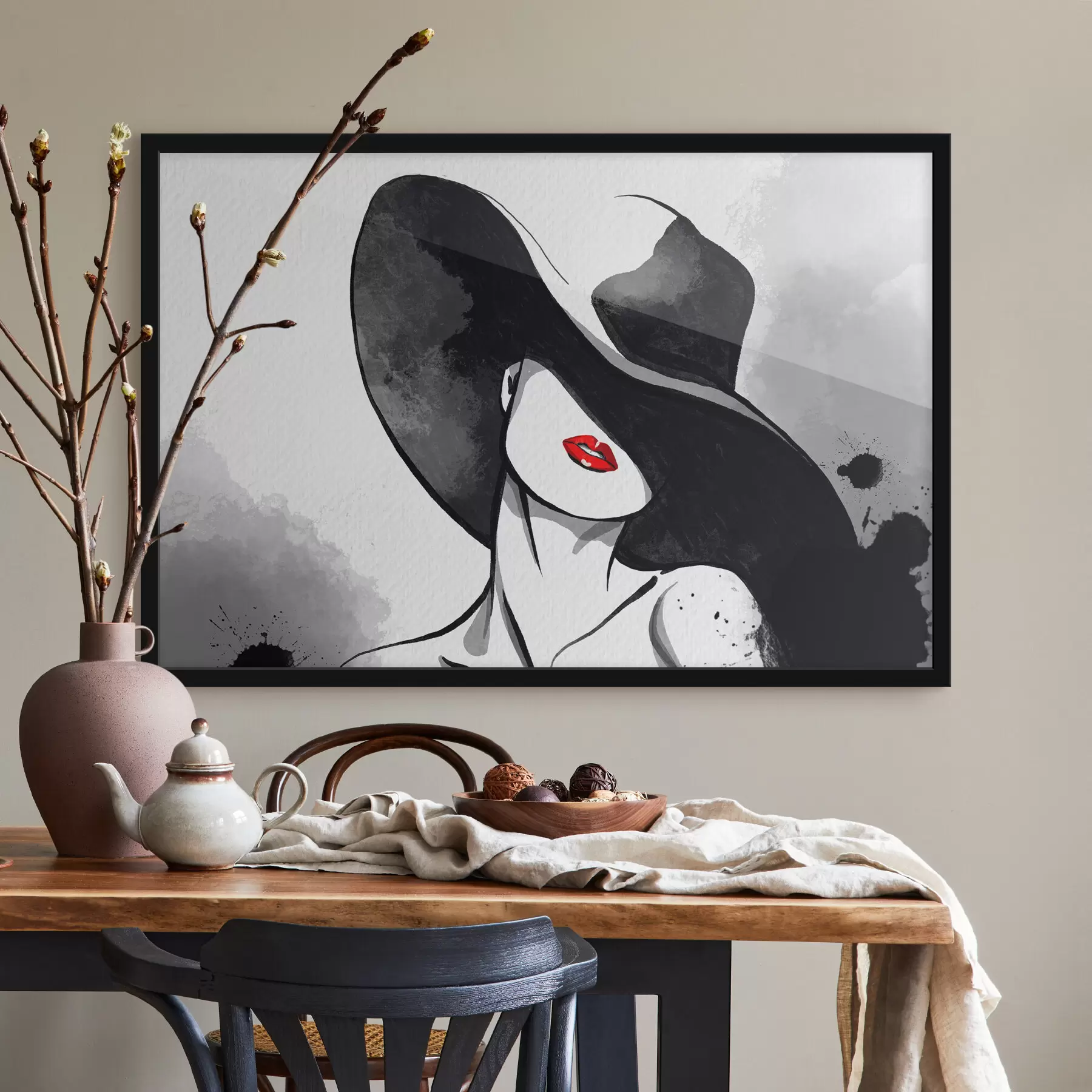 Glezna Noslēpumaina elegance monohromās toņos f37745