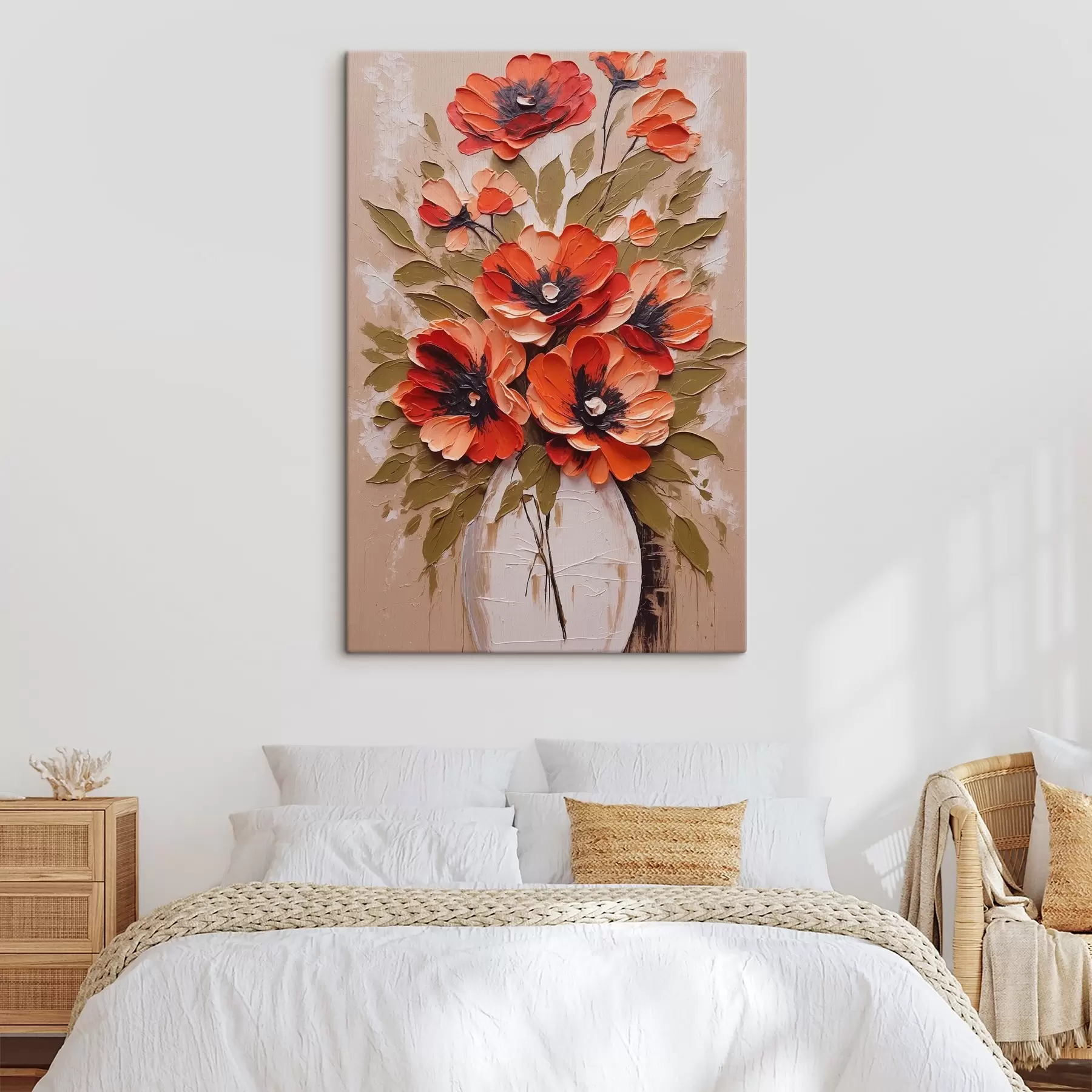 Glezna Ziedi baltā vāzē uz rozā fona s38176