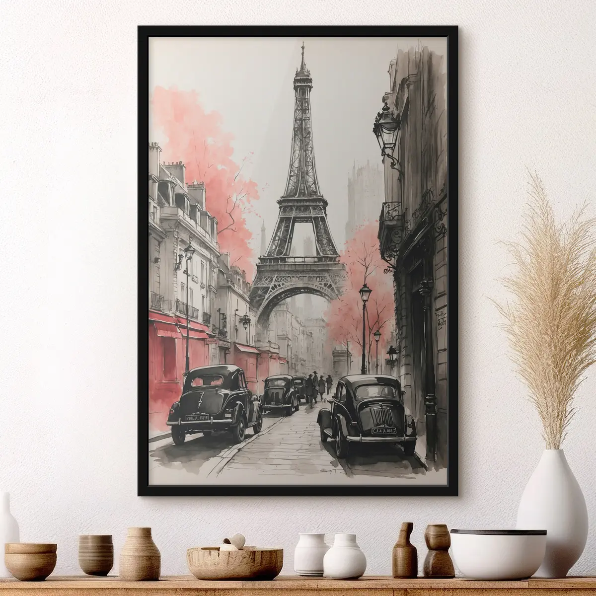 Plakāts Pagājušā gadsimta Parīze melnbaltās krāsās f38178