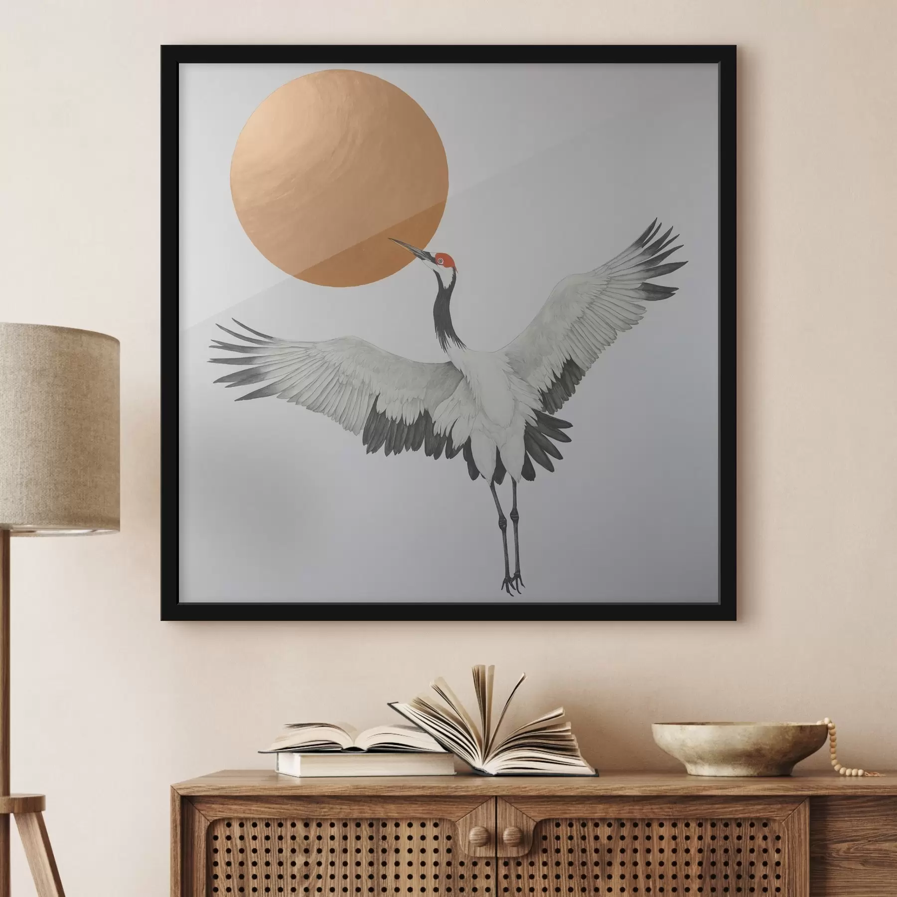 Glezna Pret sauli lidojošs celtnis f38195