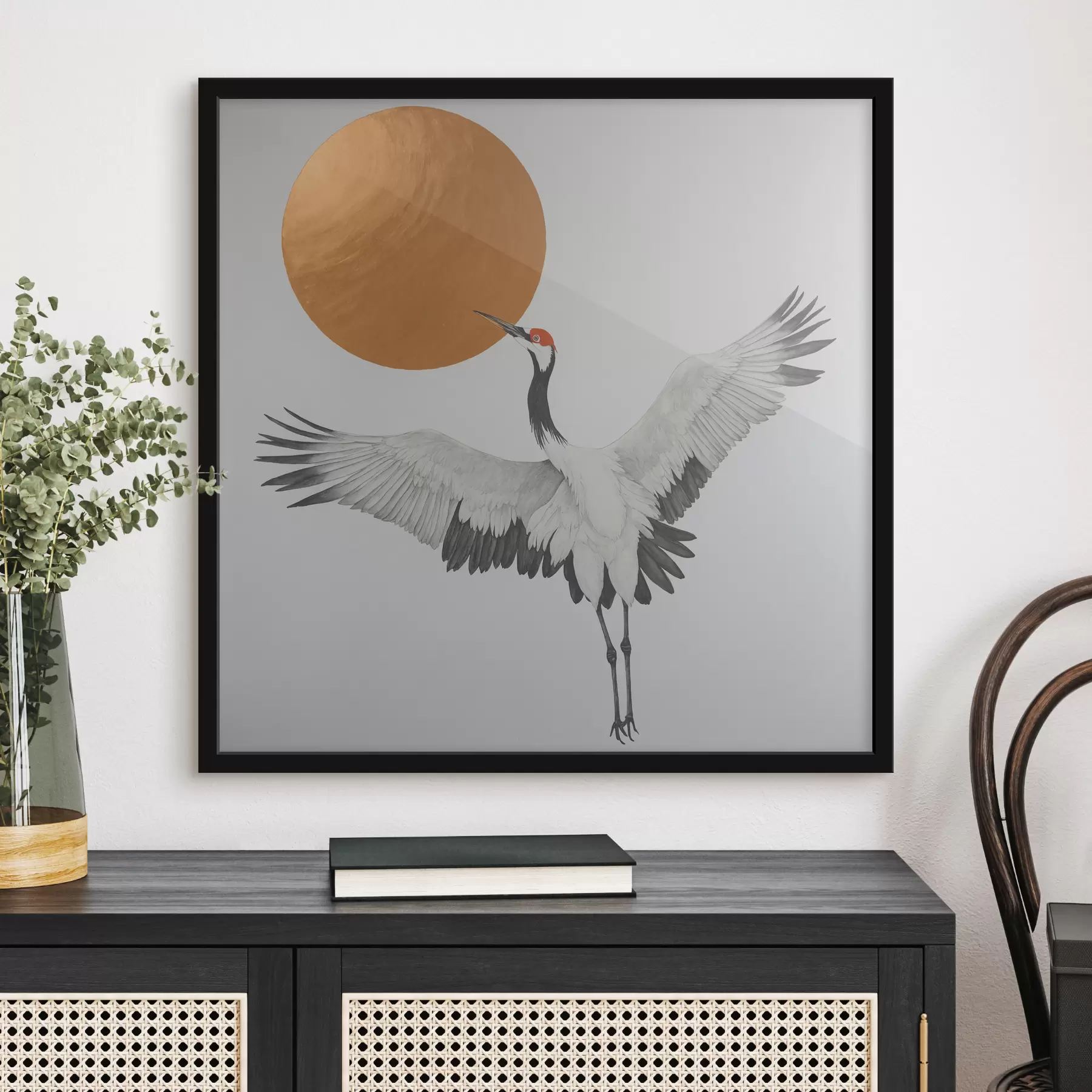 Glezna Pret sauli lidojošs celtnis f38195