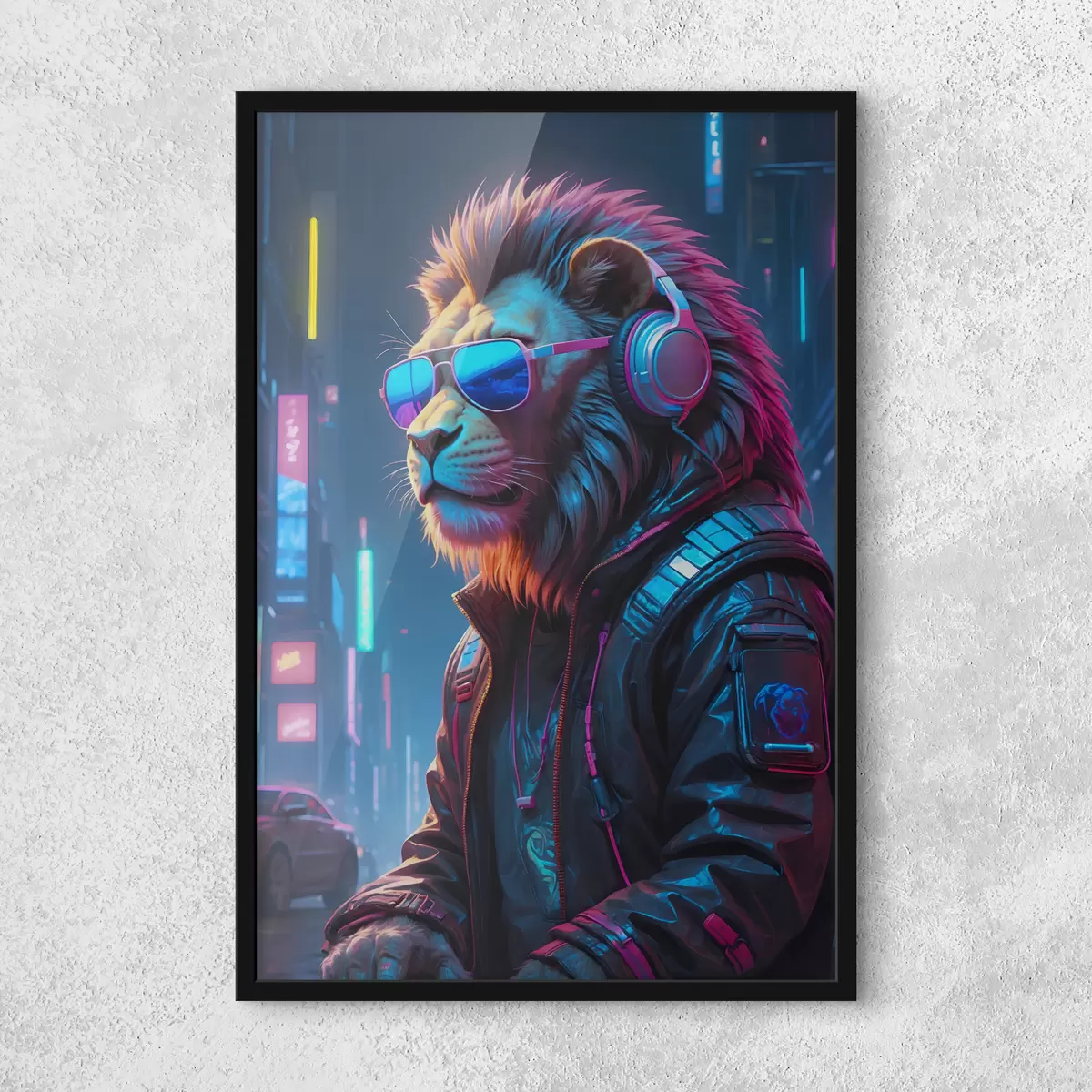 Plakāts Stilīgs lauva dinamiskā pilsētā f38169