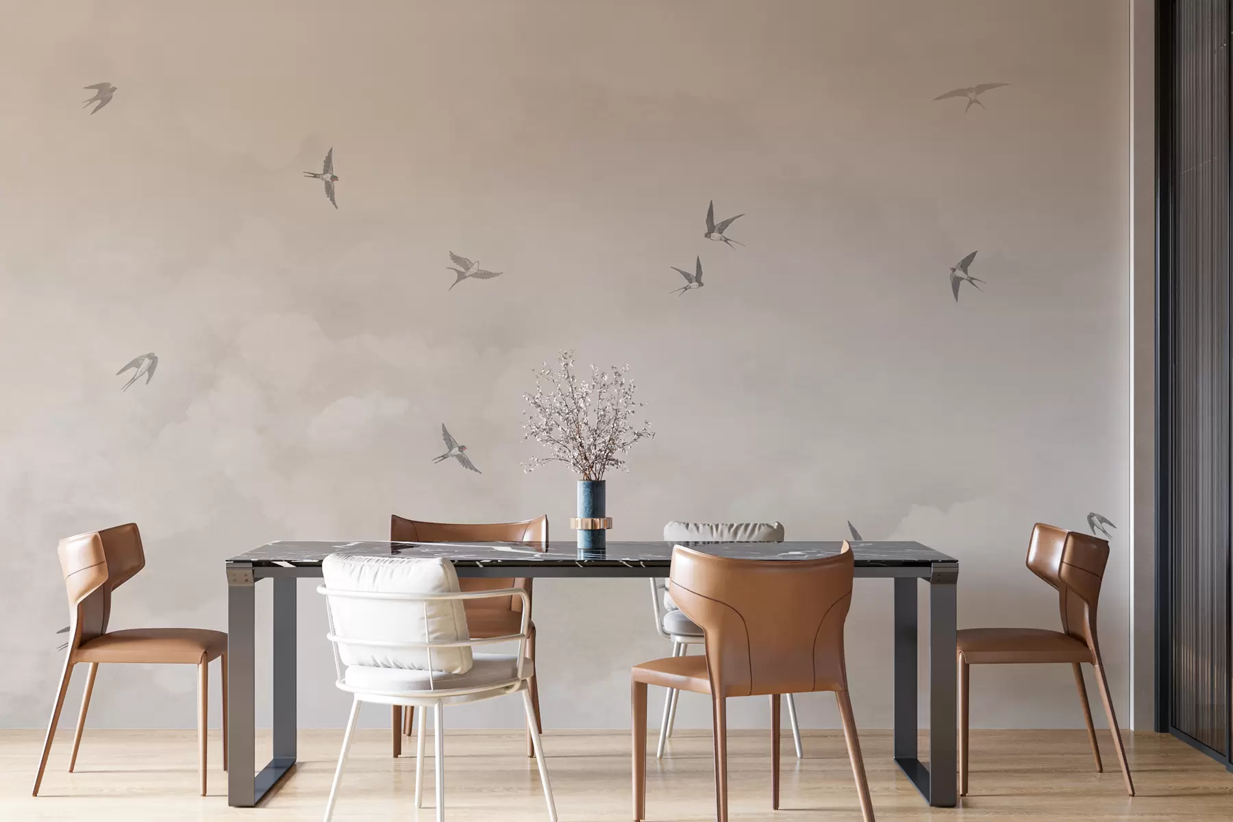 Fototapetes Debesis ar bezdelīgām w00526v2