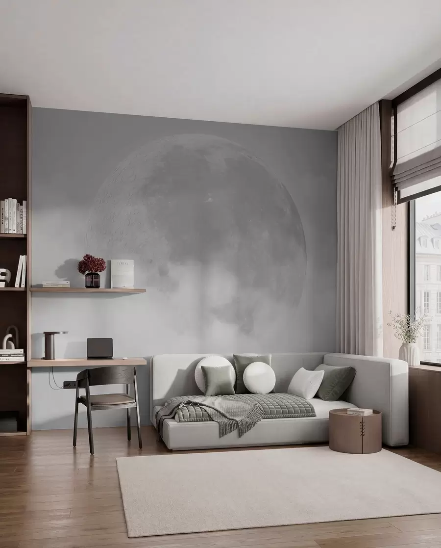Fototapetes Liels mēness starp pelēkas krāsas bēniņu stila mākoņiem w00548v1