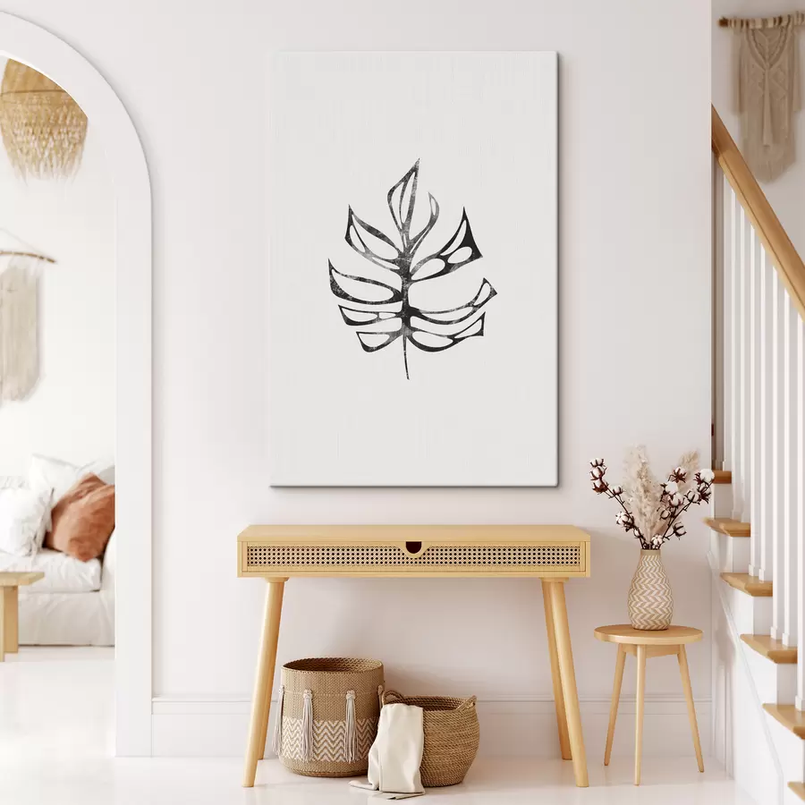 Glezna Dekoratīvs palags ar griezumiem un caurumiem, tropisks, teksturēts melns, minimālisms, ziedu s38342