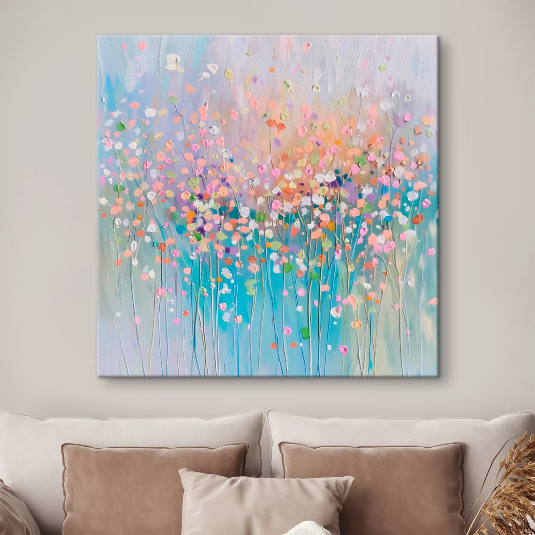 Glezna Krāsaina sausu ziedu apdrukāta tekstūra s38426