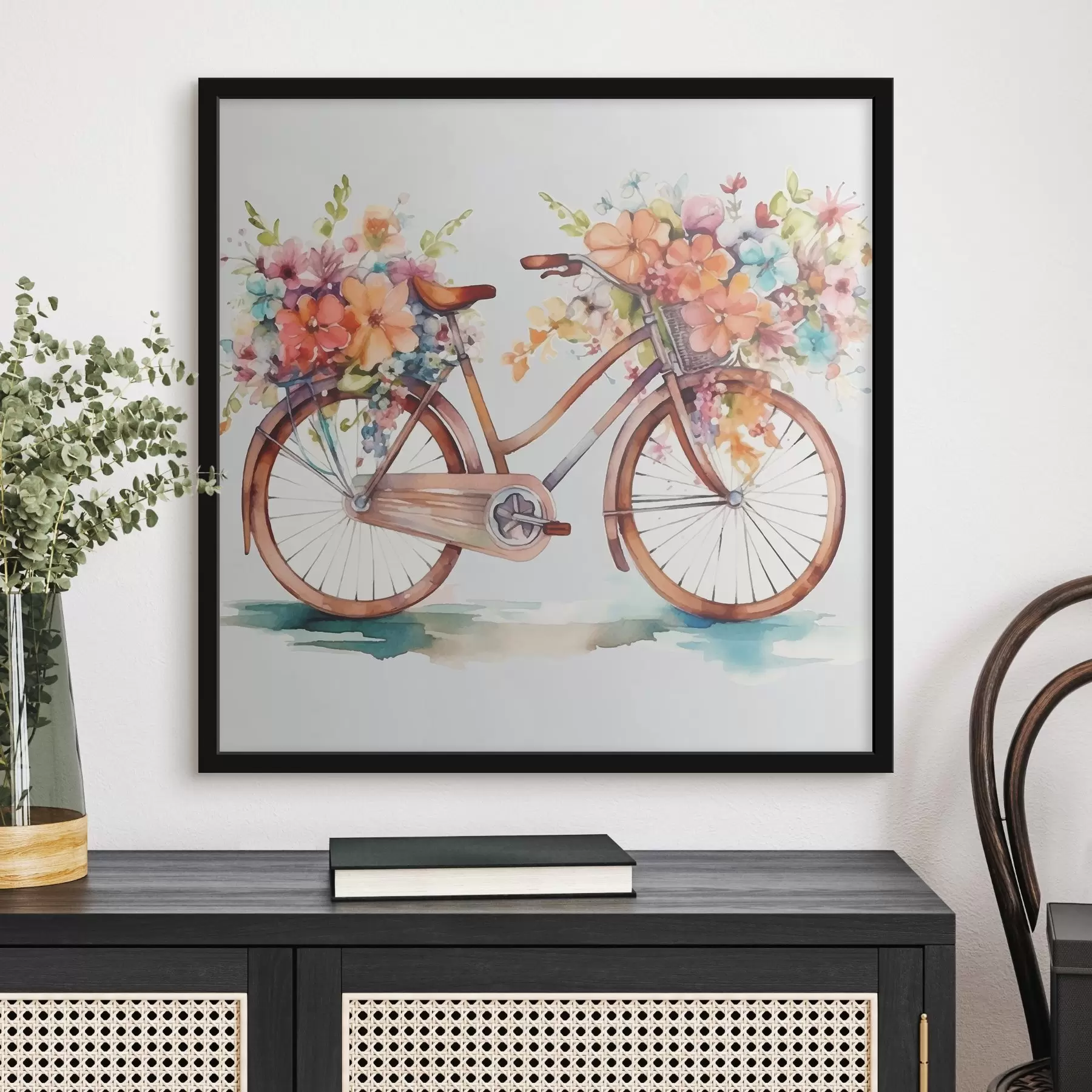 Fototapetes velosipēds spilgtās krāsās, akvareļu krāsas f38447