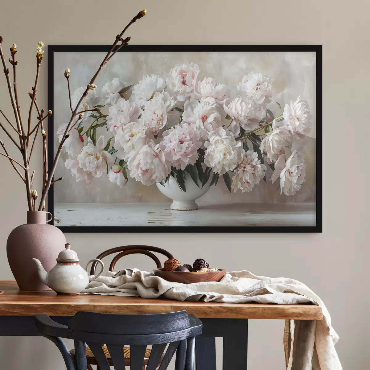 Plakāts Gaišas peonijas vāzē f38461