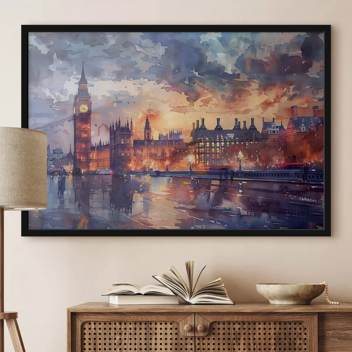 Plakāts Bigben Londonas akvareļu glezna f38473