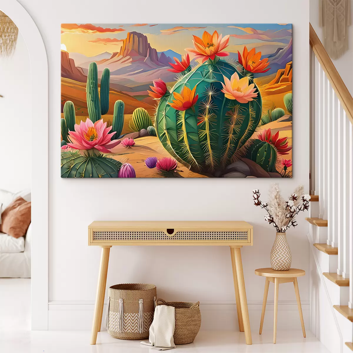 Glezna lieli kaktusi ar ziediem s38607