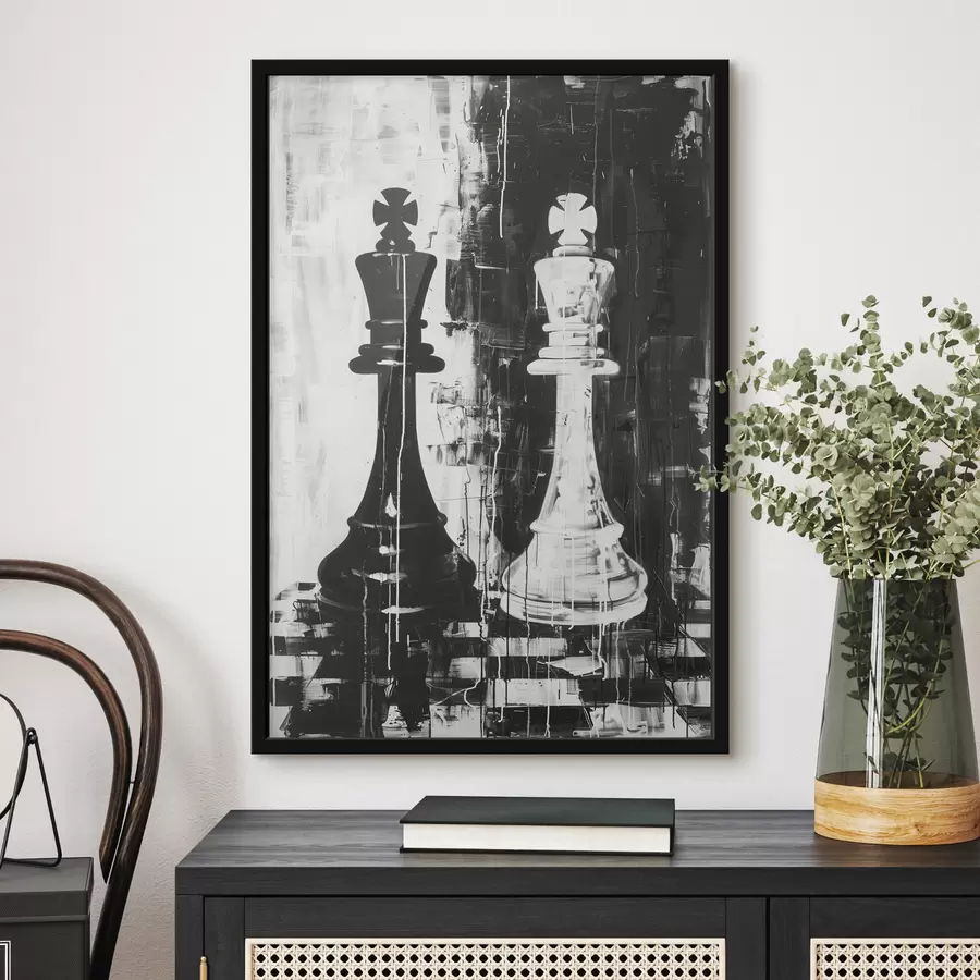 Fototapetes Šaha figūra melnā un baltā krāsā f38642