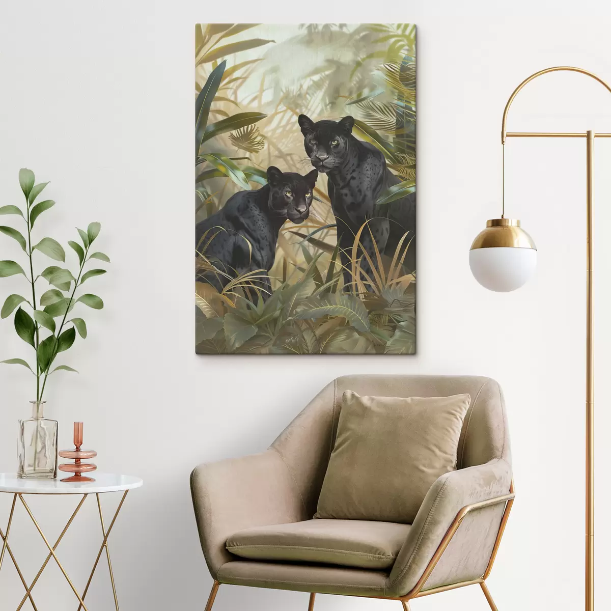 Glezna Divas panteras džungļos s38509