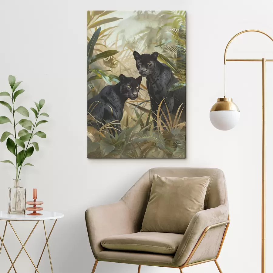Glezna Divas panteras džungļos s38509