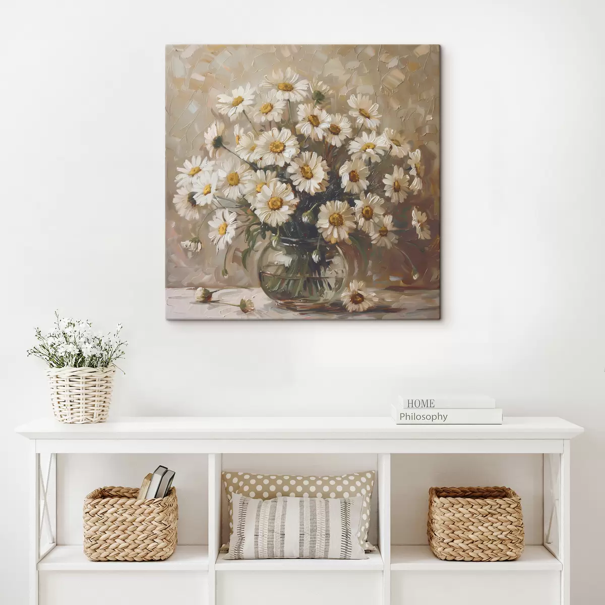Glezna Margrietiņu pušķis vāzē s38647