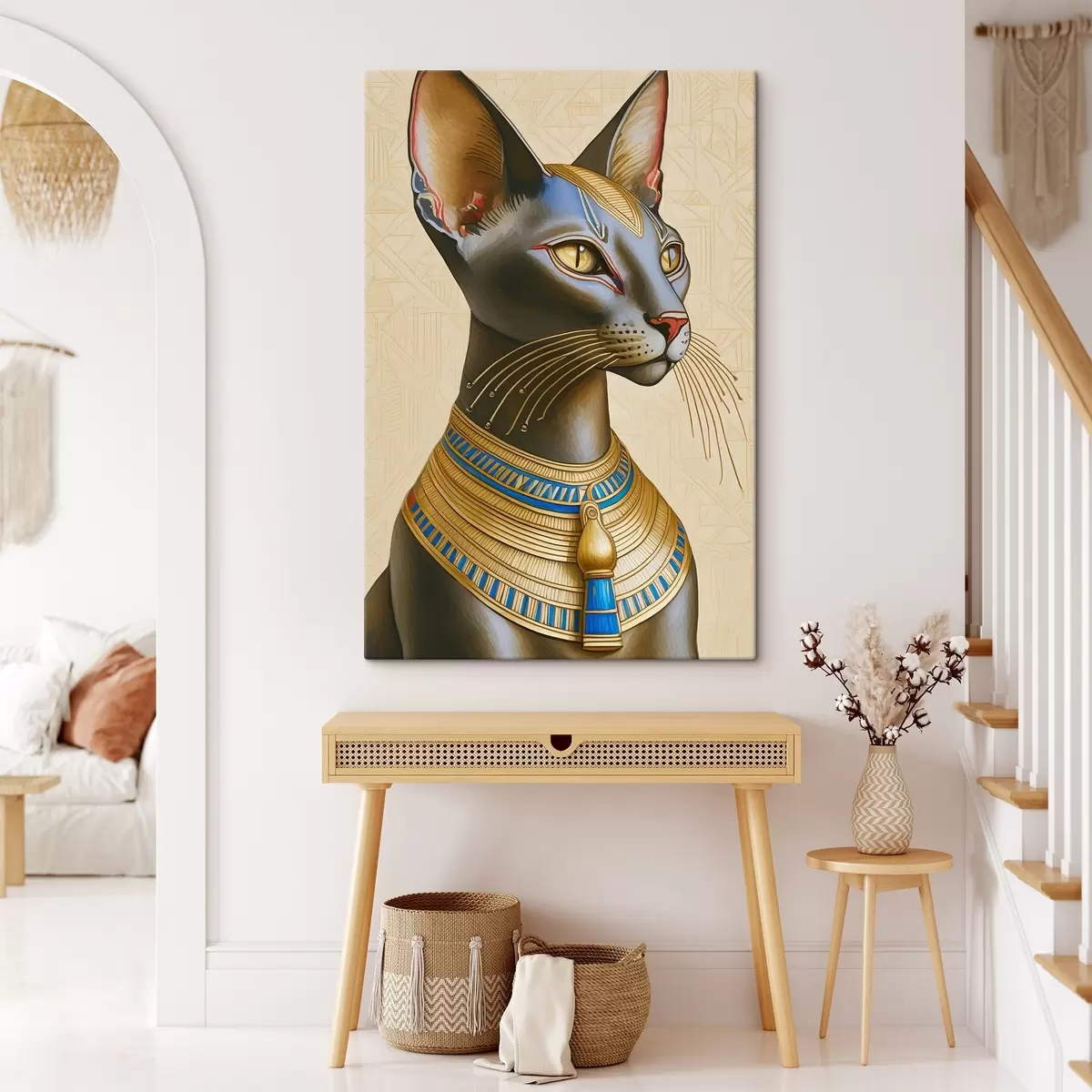 Glezna Basteta, ēģiptiešu dieviete, kaķis profilā s38725