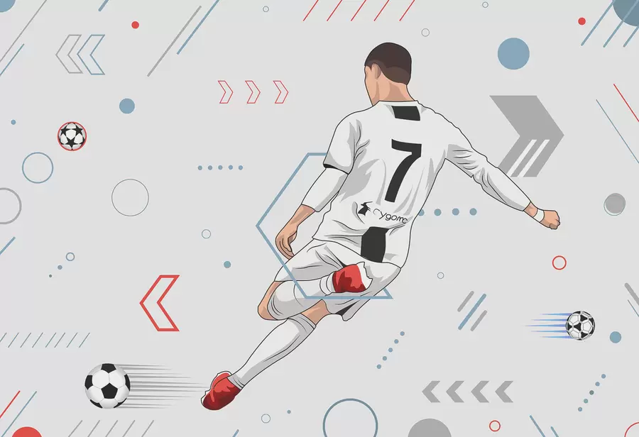 Fototapetes Tapetes ar futbolistu un futbola atribūtiku w00688