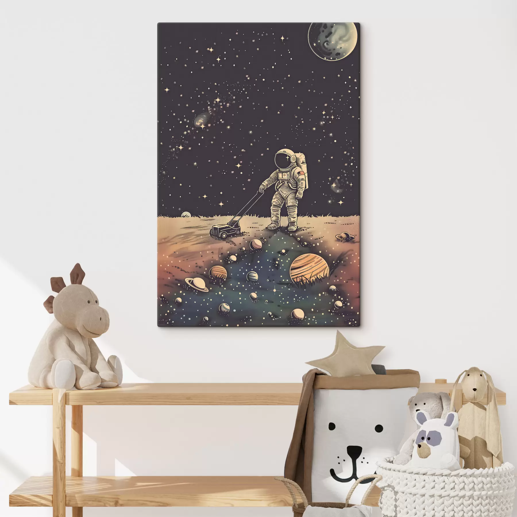 Glezna Astronauts ar zāles pļāvēju kosmosā s38637