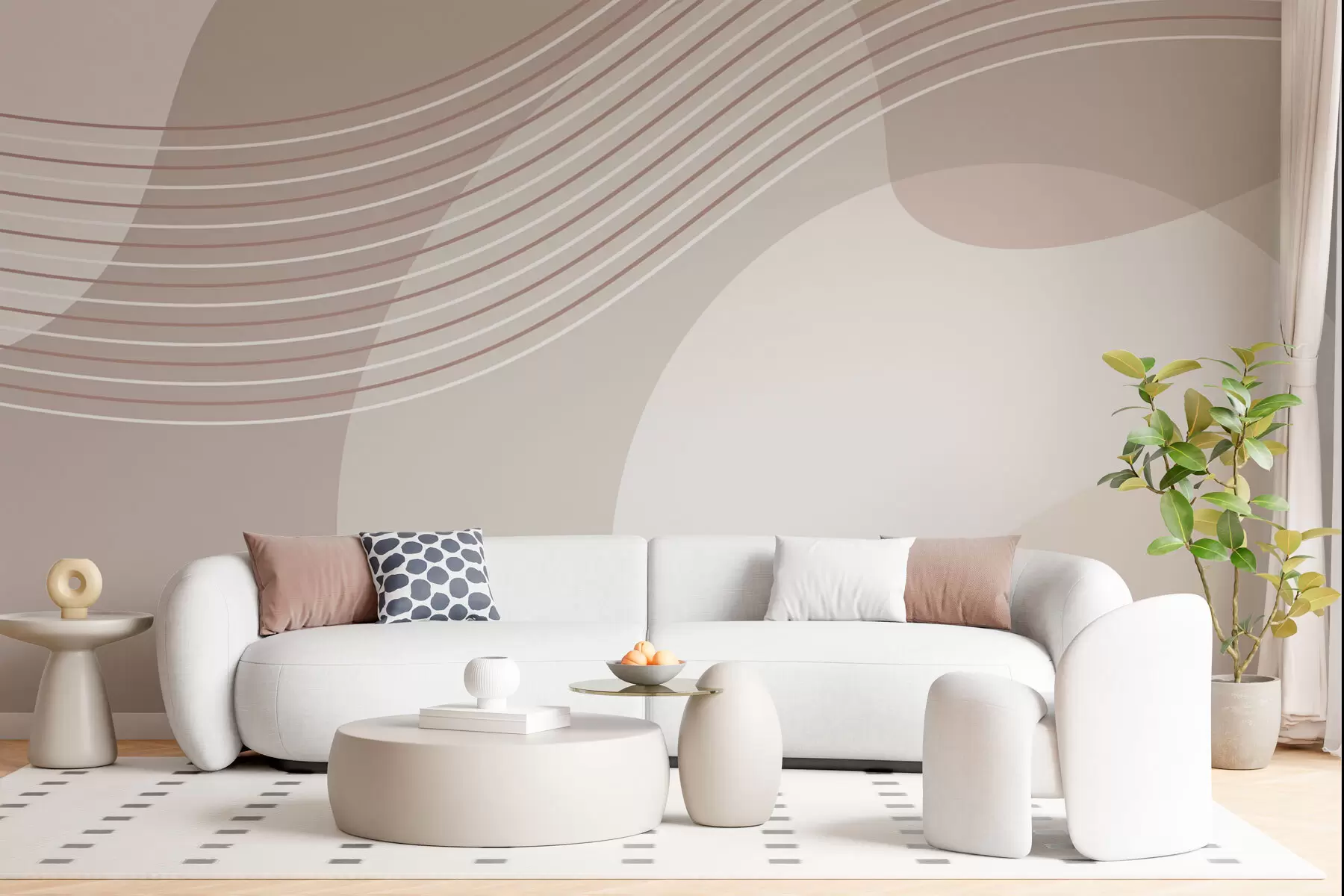 Fototapetes Ģeometriskās formas jauna tendence bēšā krāsā w00826