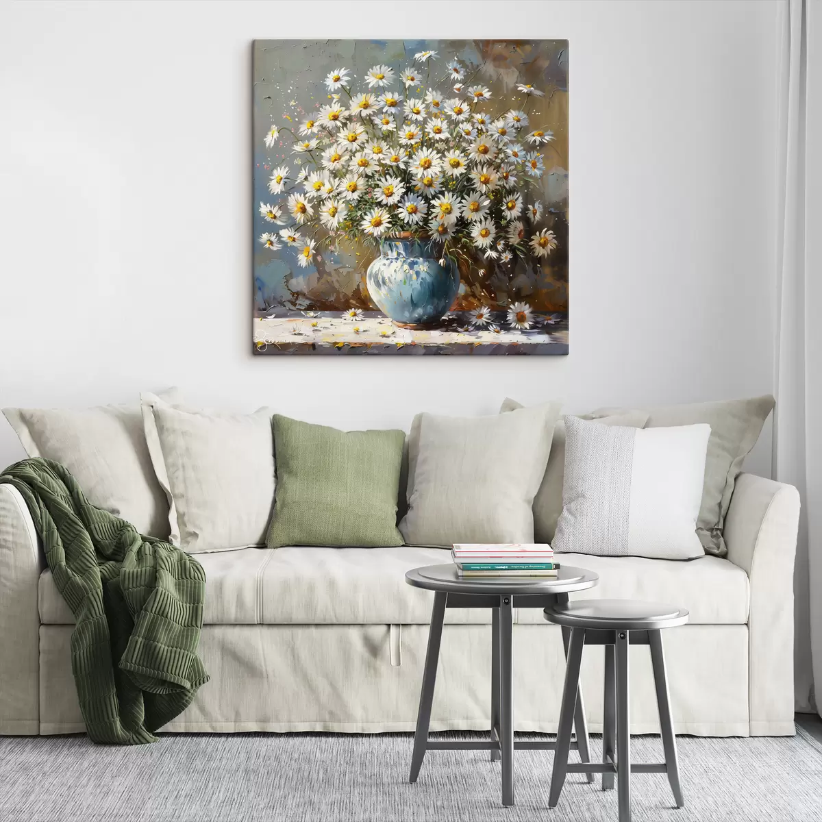 Glezna Uz galda vāze ar margrietiņām s38707