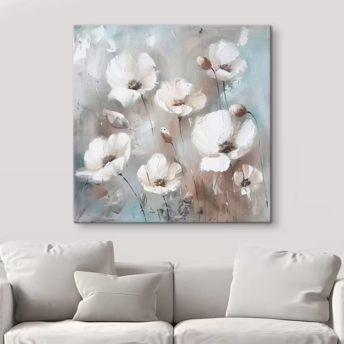 Glezna Balto savvaļas ziedu augu apdrukāta tekstūra s38925