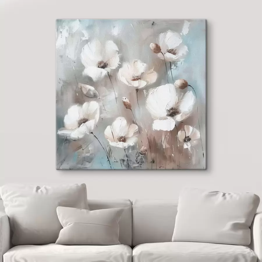 Glezna Balto savvaļas ziedu augu apdrukāta tekstūra s38925